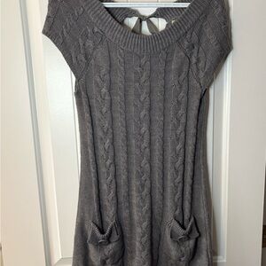 Gray Cable Knit Mini Dress